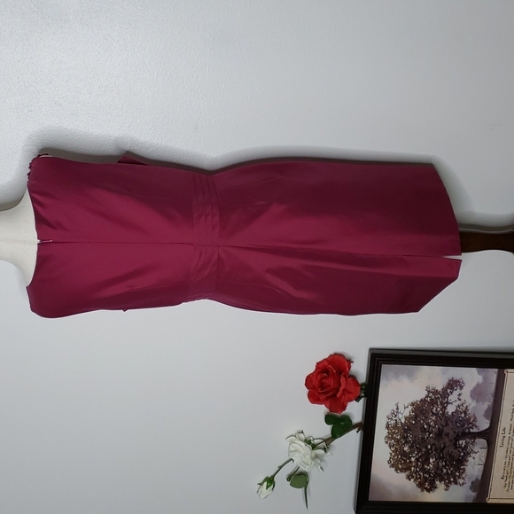 Tahari ASL Berry Red Taffeta Sheath Cocktail Dress Beaded Celeb Style Designer - Picture 10 of 12